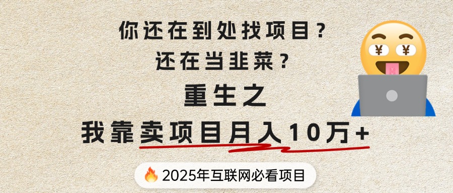 你还在到处找项目?还在当韭菜?重生之我靠卖项目月入 10 万+,曾经我也是个失败者。