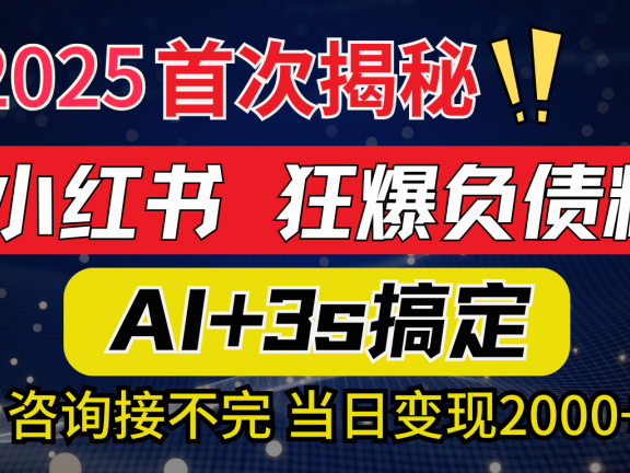 2025引流天花板:最新小红书狂暴负债粉思路,咨询接不断,当日入2000+