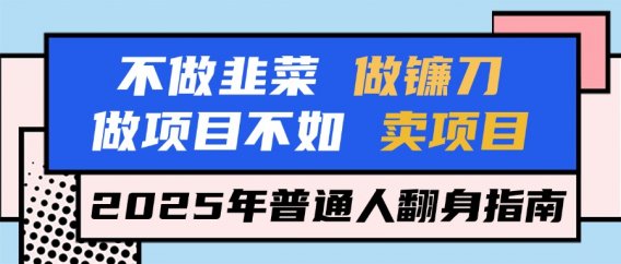 不做韭菜做镰刀,做项目不如卖项目,2025年普通人翻身指南