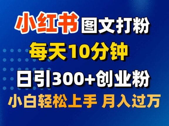 2月小红书图文打粉,每天10分钟,日引300+创业粉,小白轻松月入过万