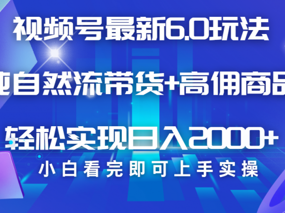 视频号带货最新6.0玩法,作品制作简单,当天起号,复制粘贴,脚本辅助,轻松矩阵日入2000+