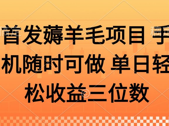 薅羊毛项目 手机随时可做 单日轻松收益三位数