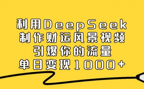 利用DeepSeek制作财运风景视频,引爆视频流量,单日变现1000+